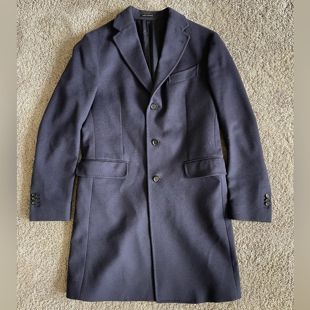 Massimo Dutti Blue Trench Coat with Wide Lapels